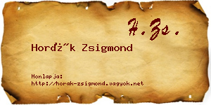 Horák Zsigmond névjegykártya